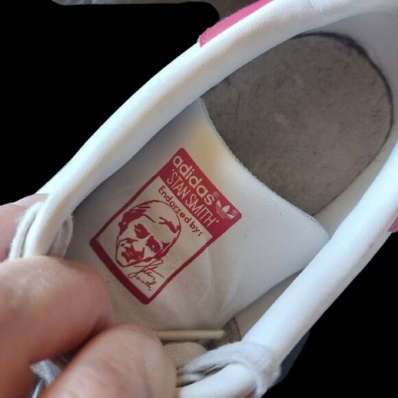 ADIDAS STAN SMITH White and Pink Sneakers Size 8 - Picture 4 of 10